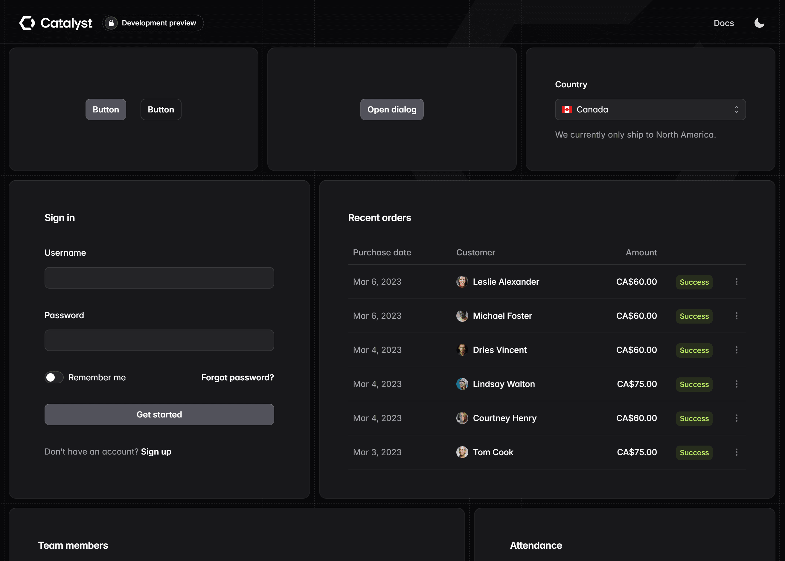 Catalyst UI components